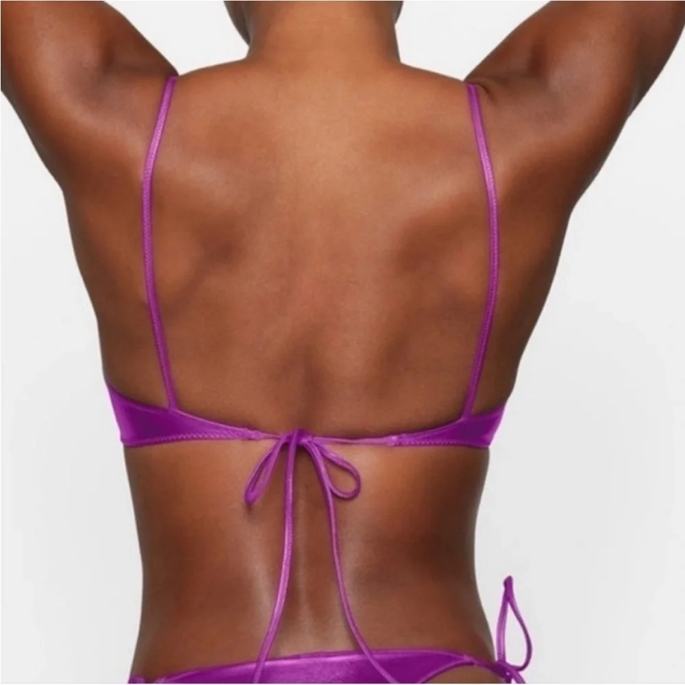 NWT SKIMS METALLIC SWIM TOP IN DRAGONFRUIT Sz XL